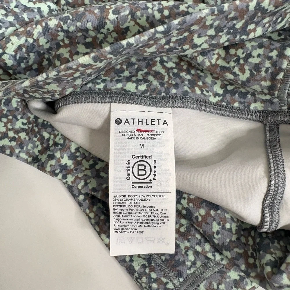 Athleta Salutation Stash 7/8 Tight Leggings Size Medium Green Brown Print